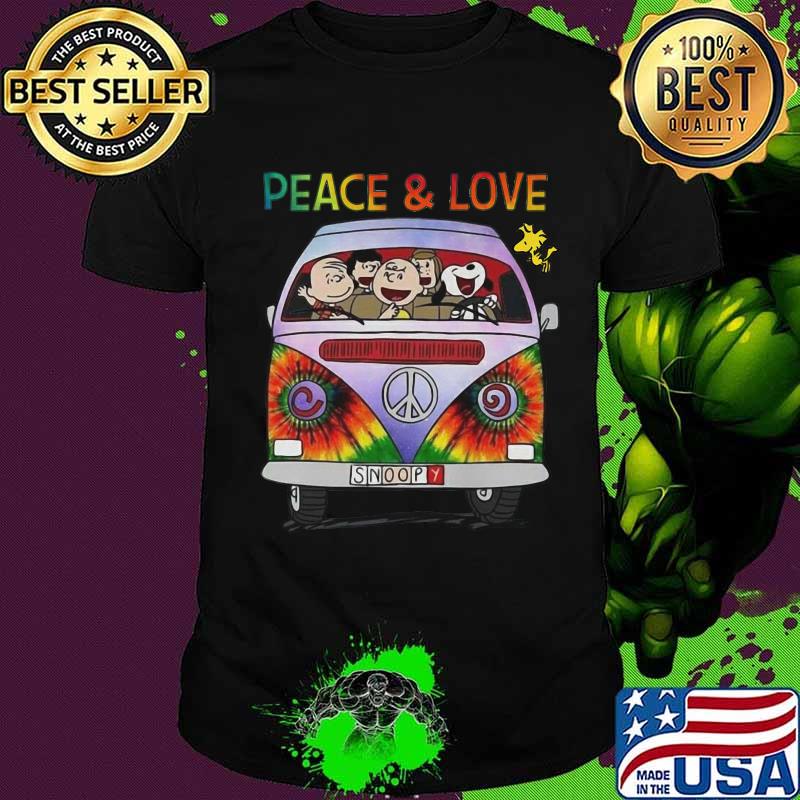 Peace and love the peanuts driving bus peace hippie shirt