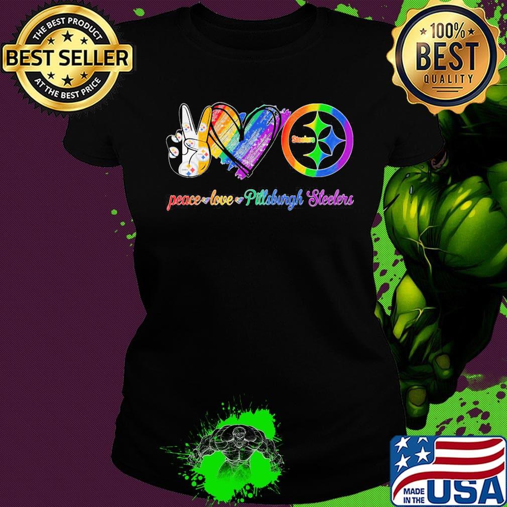 Peace love Pittsburgh Steelers Diamond LGBT s Ladies tee Peace love Pittsburgh Steelers Diamond LGBT s Ladies tee