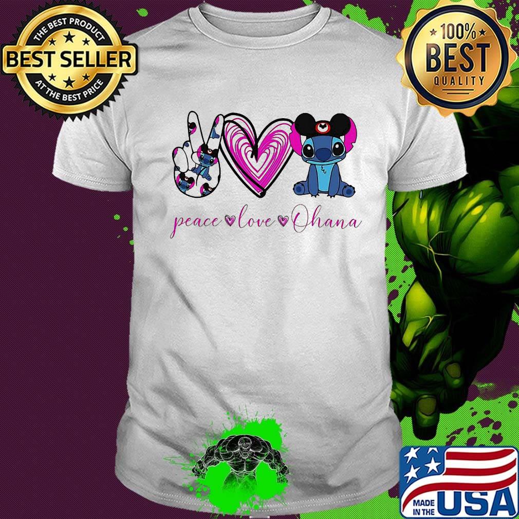 Peace love stitch mickey mouse ohana shirt