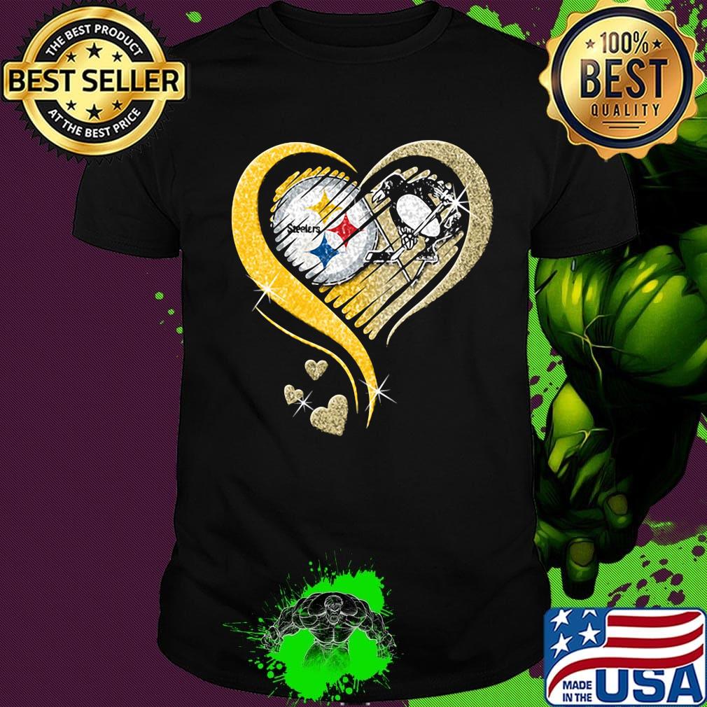 Pittsburgh steelers and pittsburgh penguins hearts diamond shirt