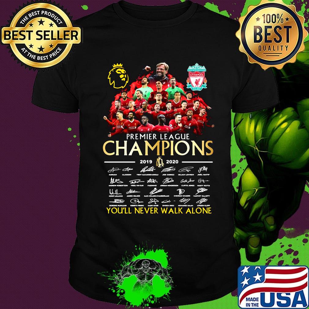 Premier league champions you'' never walk alone liverpool fc signatures shirt