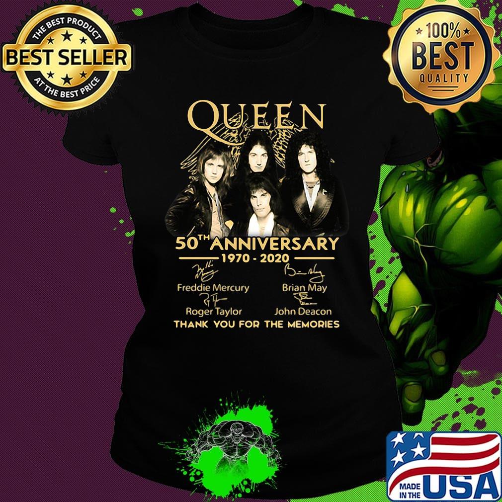Queen 50Th anniversary 1970-2020 Signatures Thank you for the memories s Ladies tee Queen 50Th anniversary 1970-2020 Signatures Thank you for the memories s Ladies tee