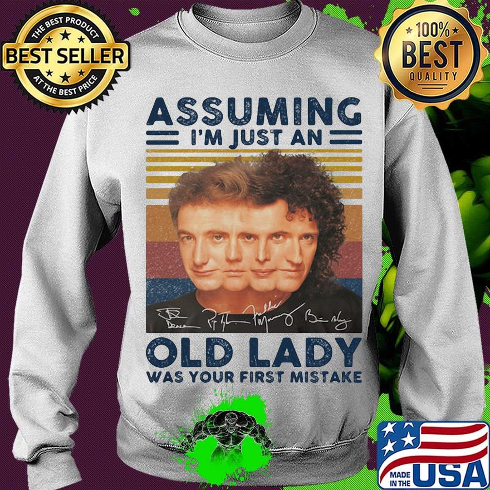 Queen band assuming i'm just an old lady was your first mistake signatures vintage retro s Sweater Queen band assuming i'm just an old lady was your first mistake signatures vintage retro s Sweater