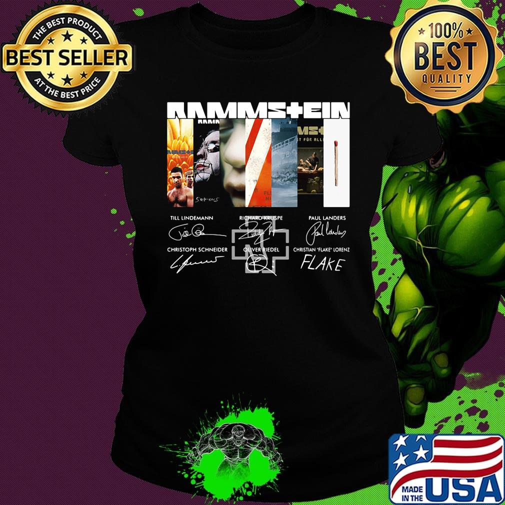 Rammstein band logo members signatures s Ladies tee Rammstein band logo members signatures s Ladies tee