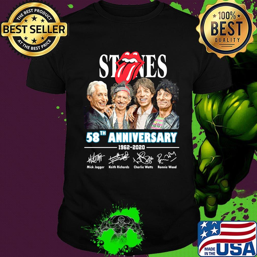 Rolling stones band 58th anniversary 1962 2020 signatures shirt