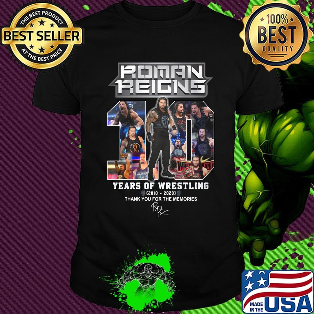 Roman reigns 10 years of wrestling 2010 2020 smoke thank you for the memories signature black shirt