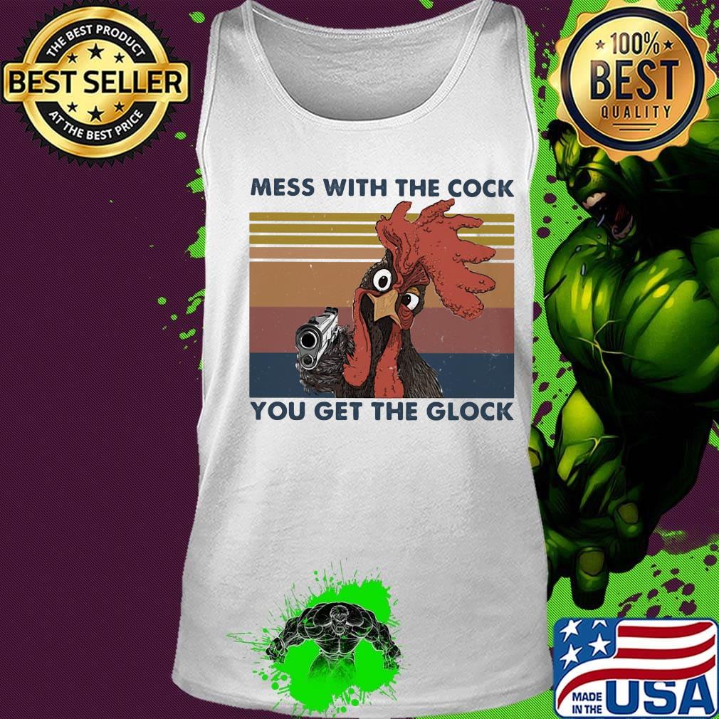 Rooster mess with the cock you get the glock vintage retro s Tank top Rooster mess with the cock you get the glock vintage retro s Tank top