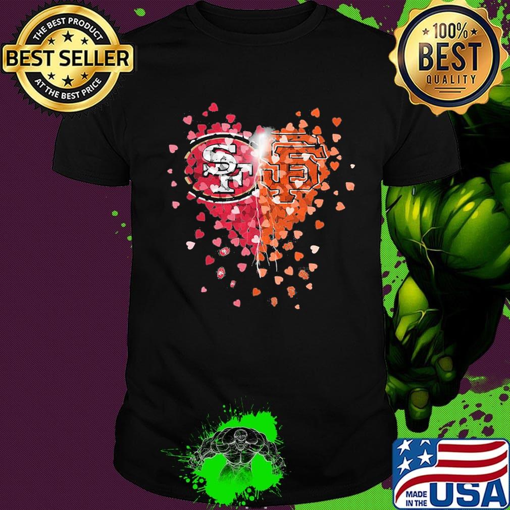 San francisco 49ers and san francisco giants hearts shirt
