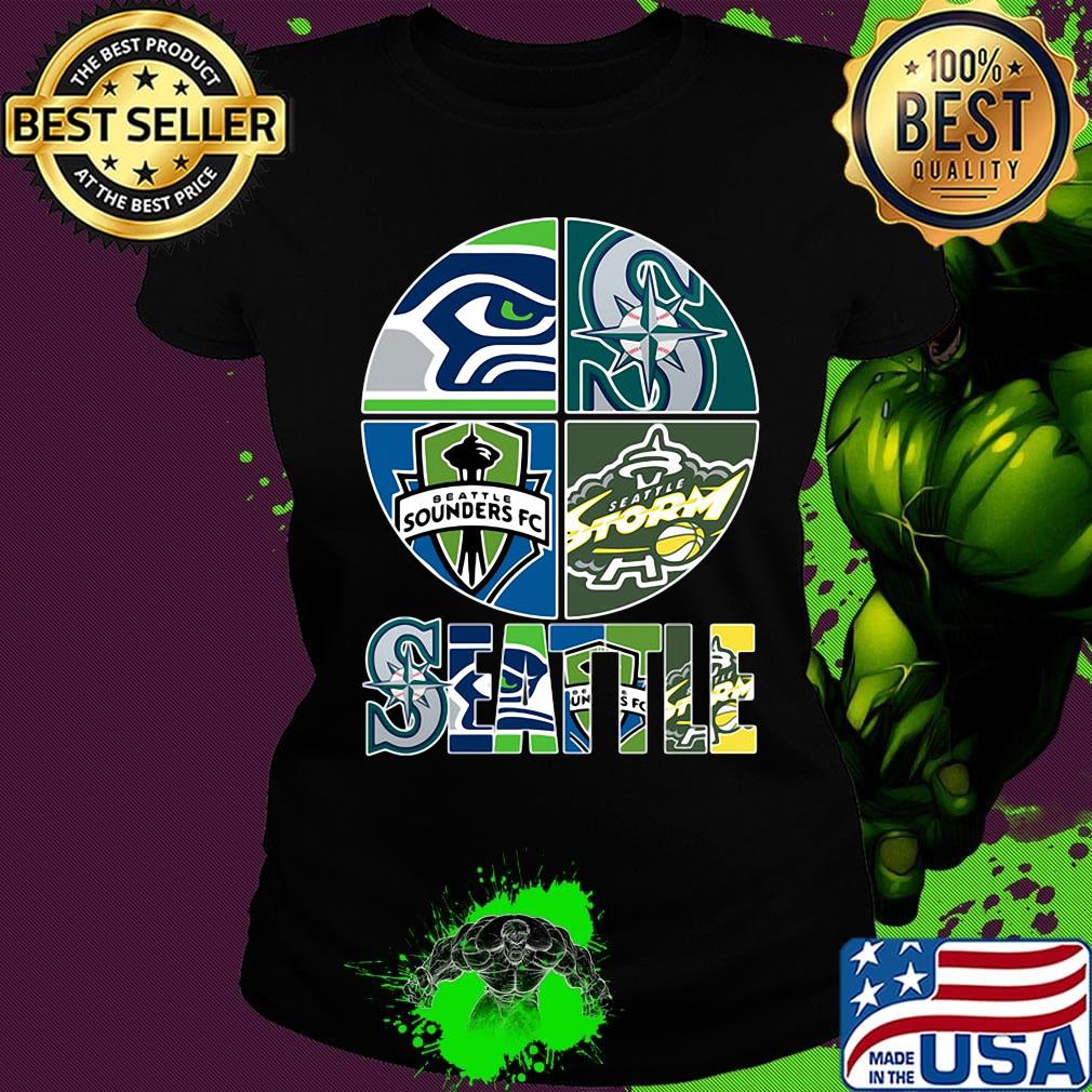 Seattle seahawks mariners beattle sounders fc logo s Ladies tee Seattle seahawks mariners beattle sounders fc logo s Ladies tee