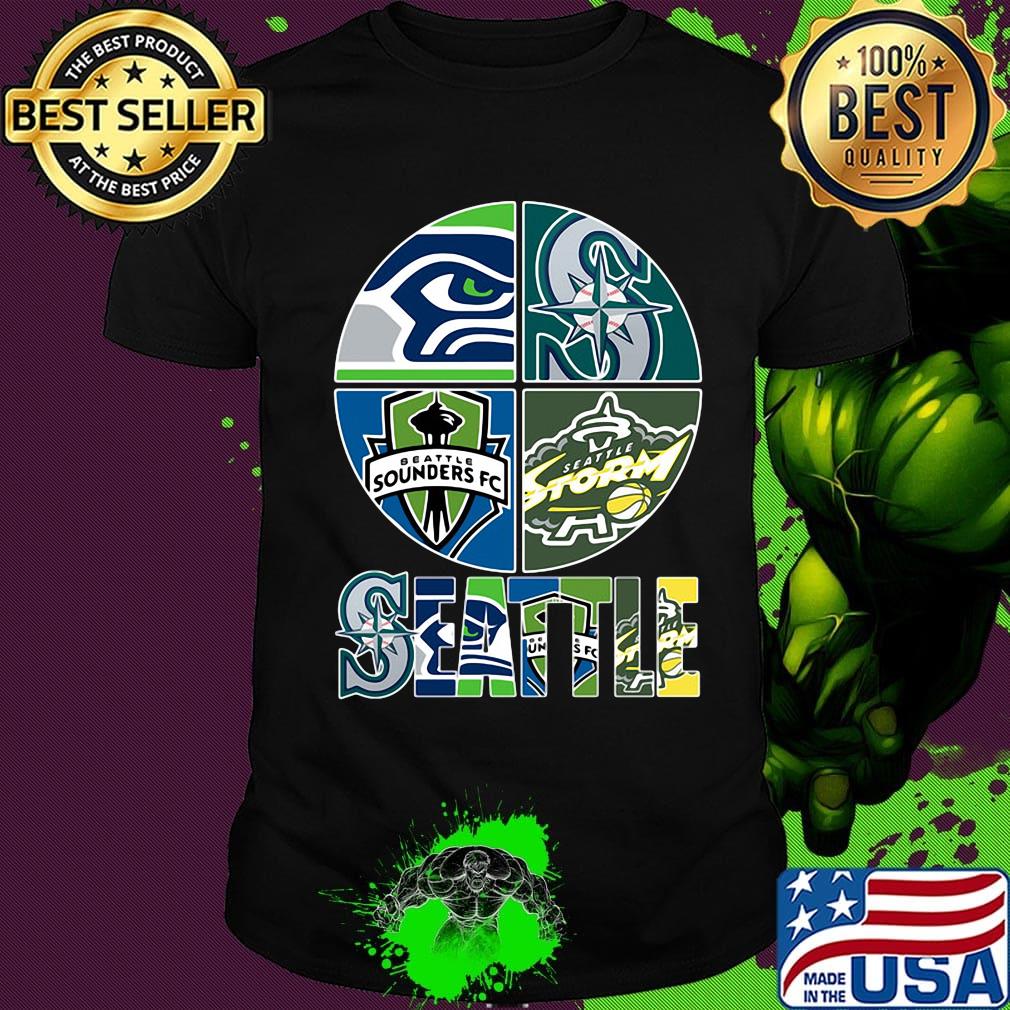 Seattle seahawks mariners beattle sounders fc logo shirt