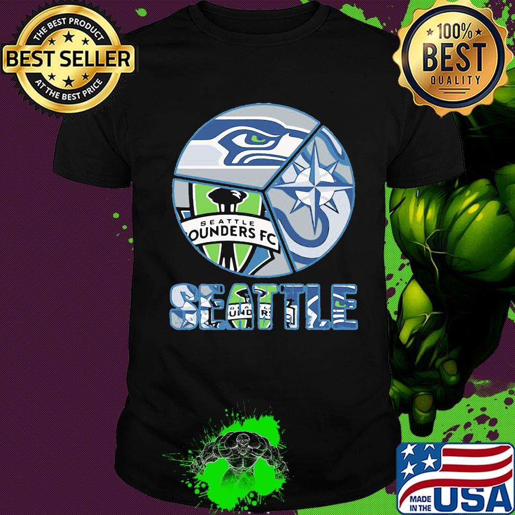 Seattle seahawks mariners seattle sounders fc storm logo shirt