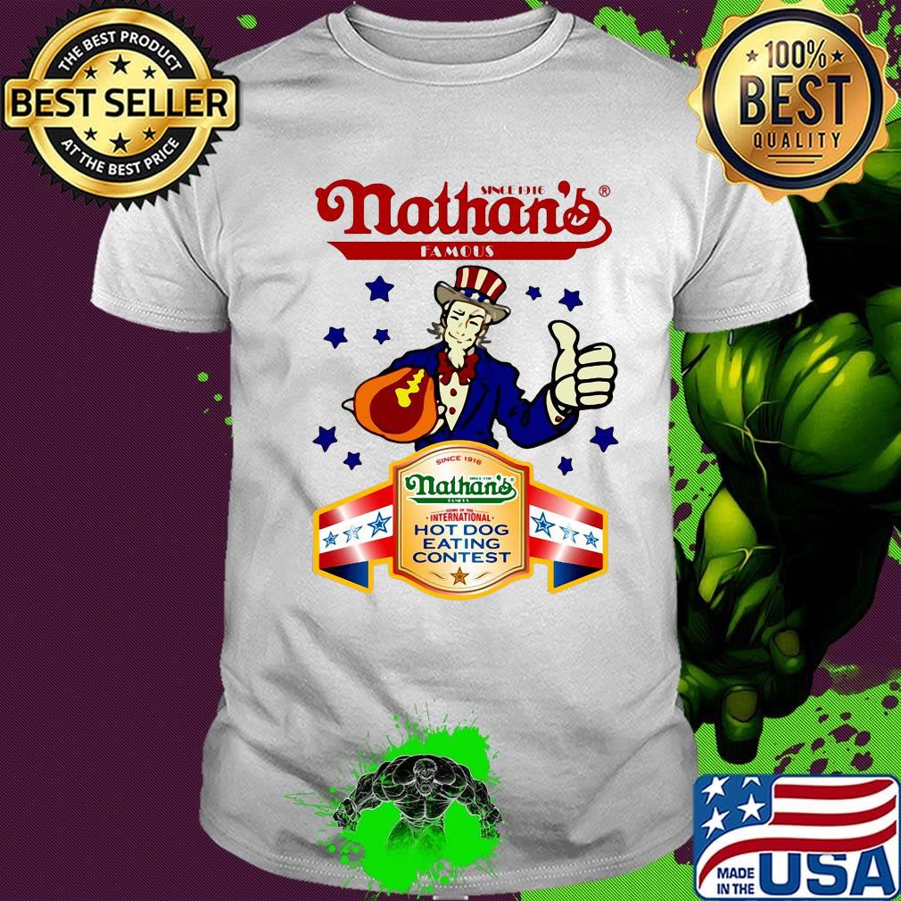 Since 1916 nathan's famous hot dog eating contets stars shirt