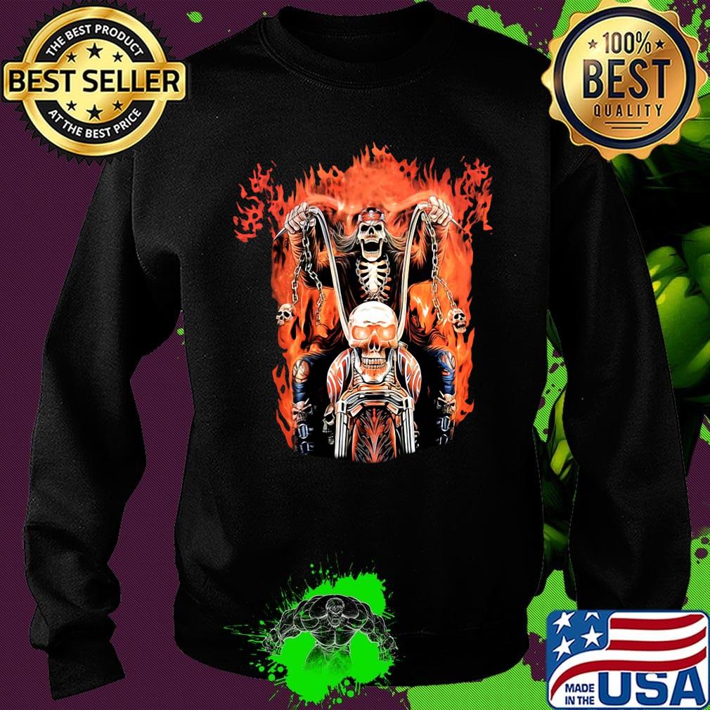 Skeleton death riding a motorcycle fire s Sweater Skeleton death riding a motorcycle fire s Sweater