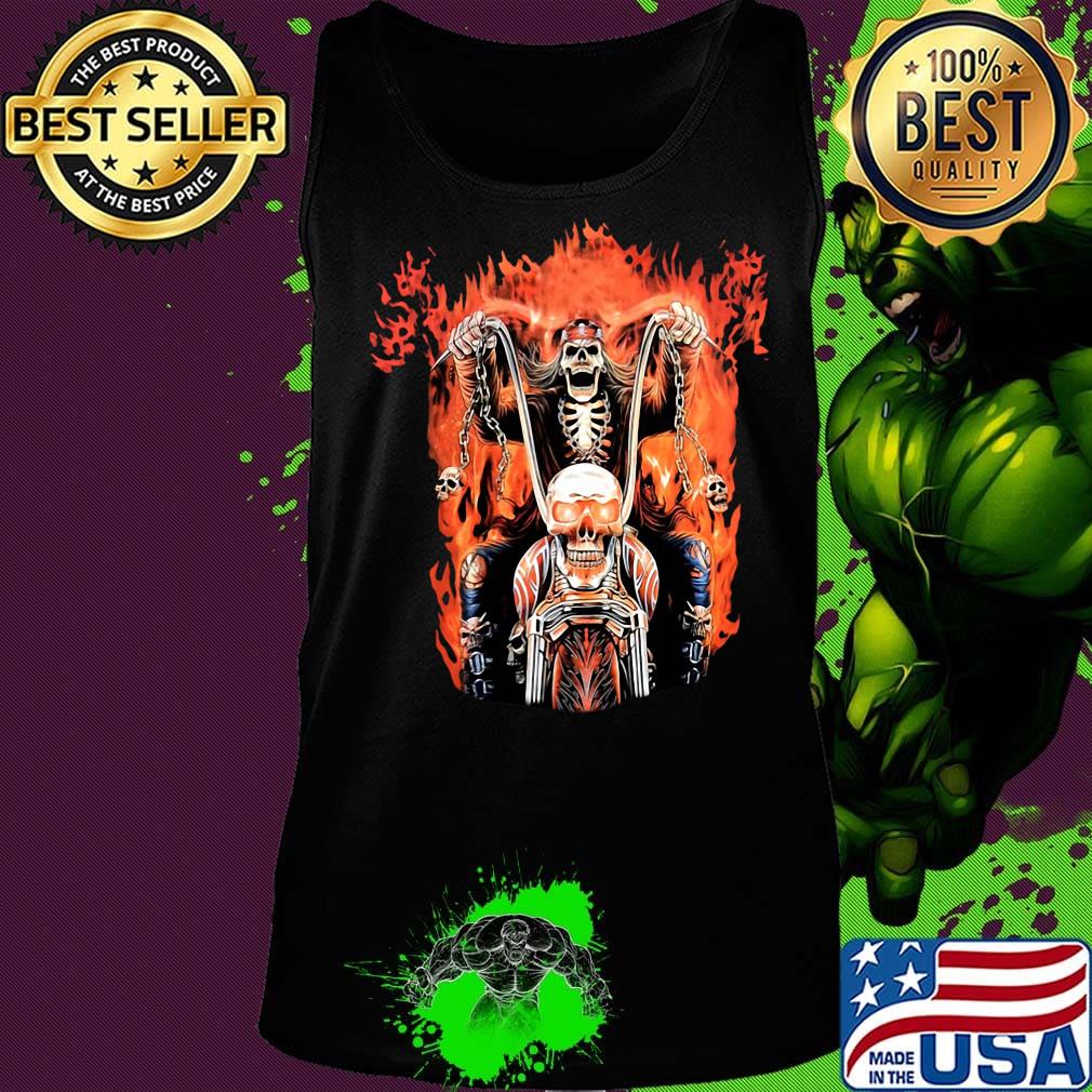 Skeleton death riding a motorcycle fire s Tank top Skeleton death riding a motorcycle fire s Tank top
