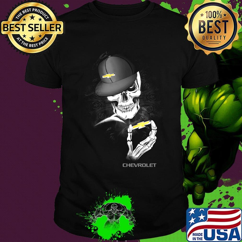 Skeleton skull chevrolet logo shirt