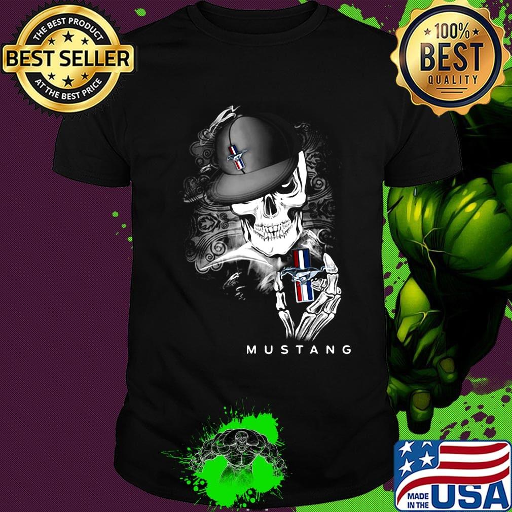 Skeleton skull mustang logo shirt