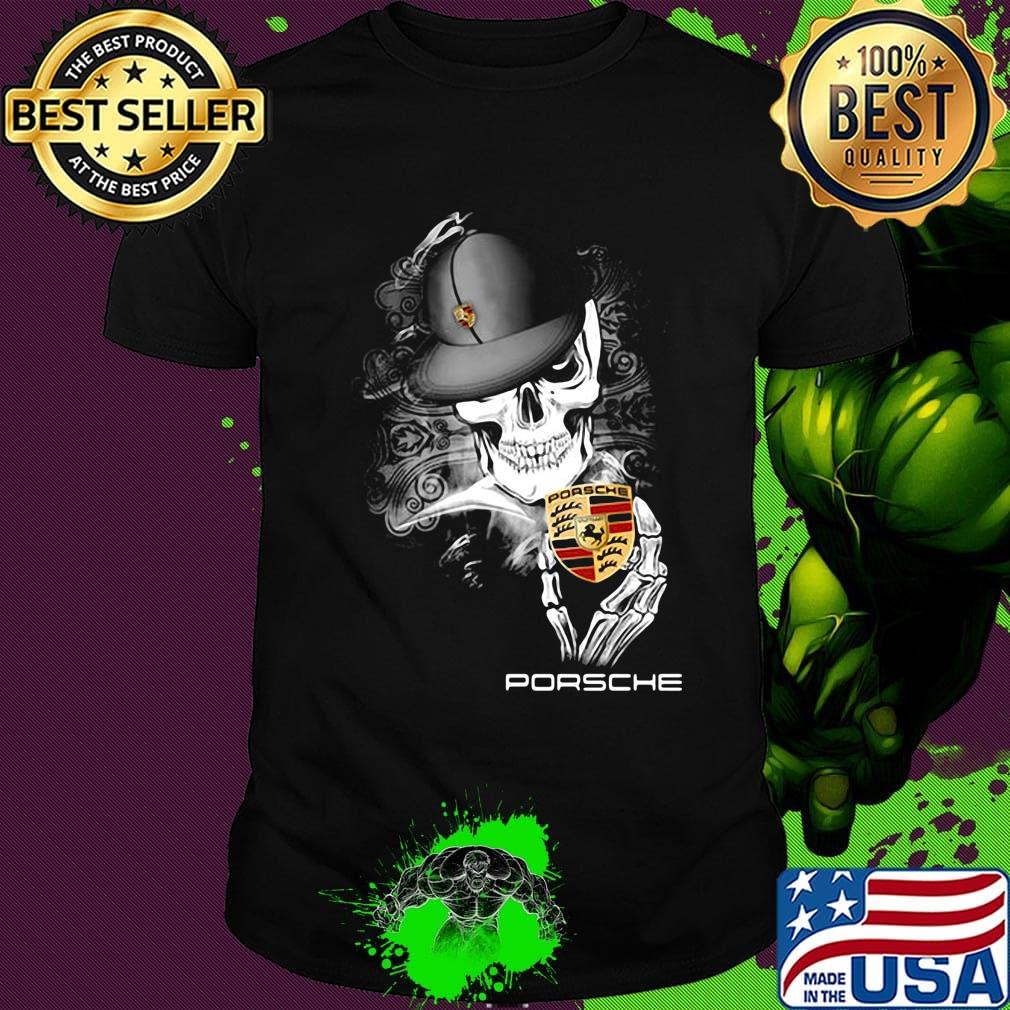 Skeleton skull porsche logo shirt