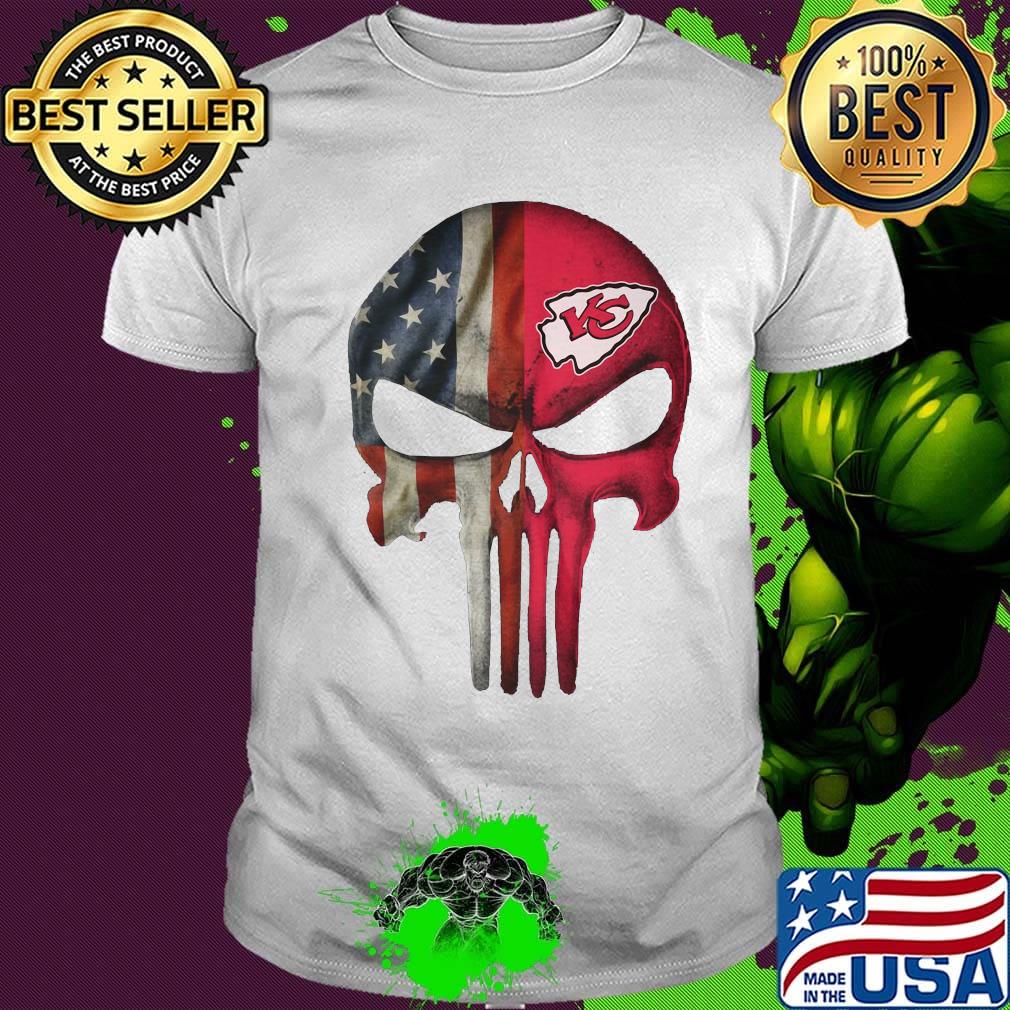 Skull kansas city chiefs american flag independence day shirt