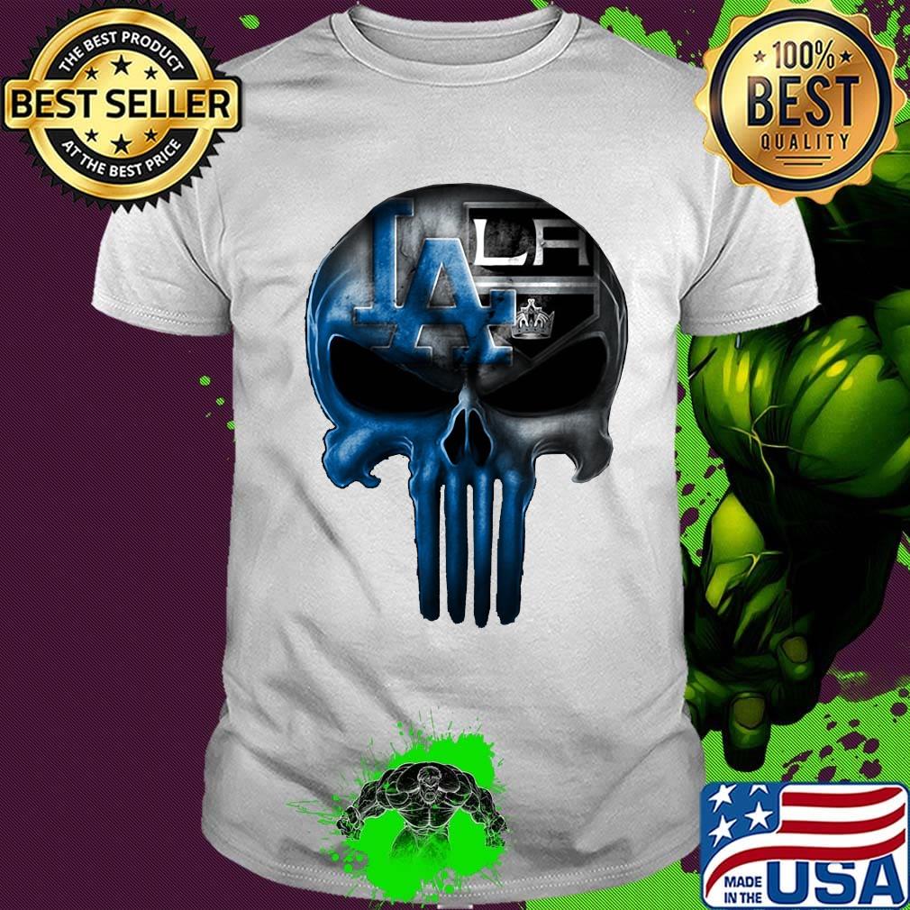 Skull los angeles dodgers and los angeles raiders shirt