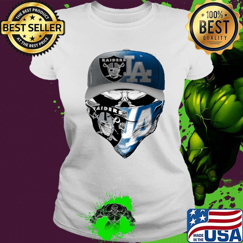 Skull mask los angeles raiders and los angeles dodgers s Ladies tee Skull mask los angeles raiders and los angeles dodgers s Ladies tee