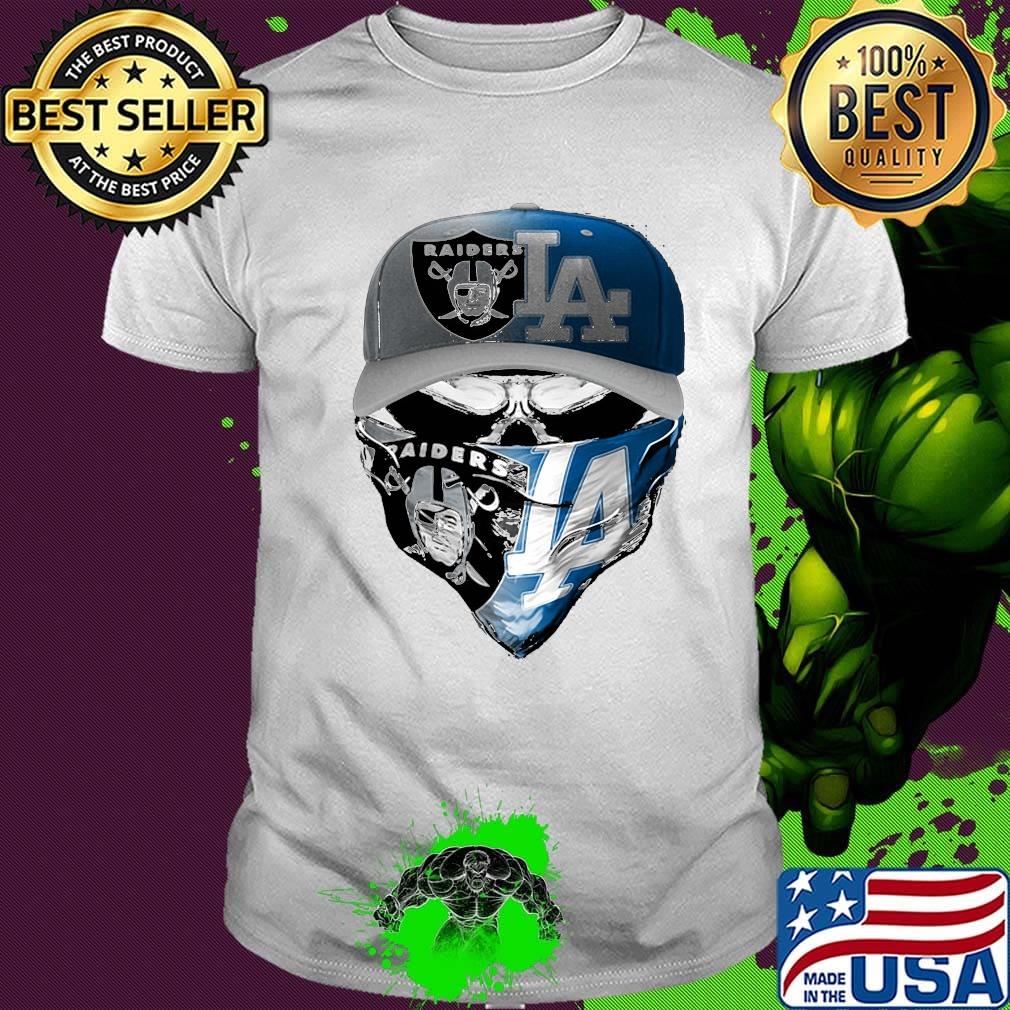 Skull mask los angeles raiders and los angeles dodgers shirt Skull mask los angeles raiders and los angeles dodgers shirt