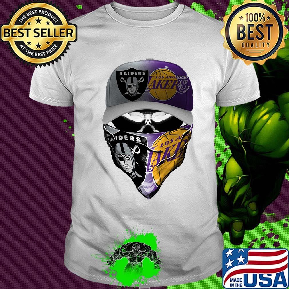 Skull mask los angeles raiders and los angeles lakers shirt