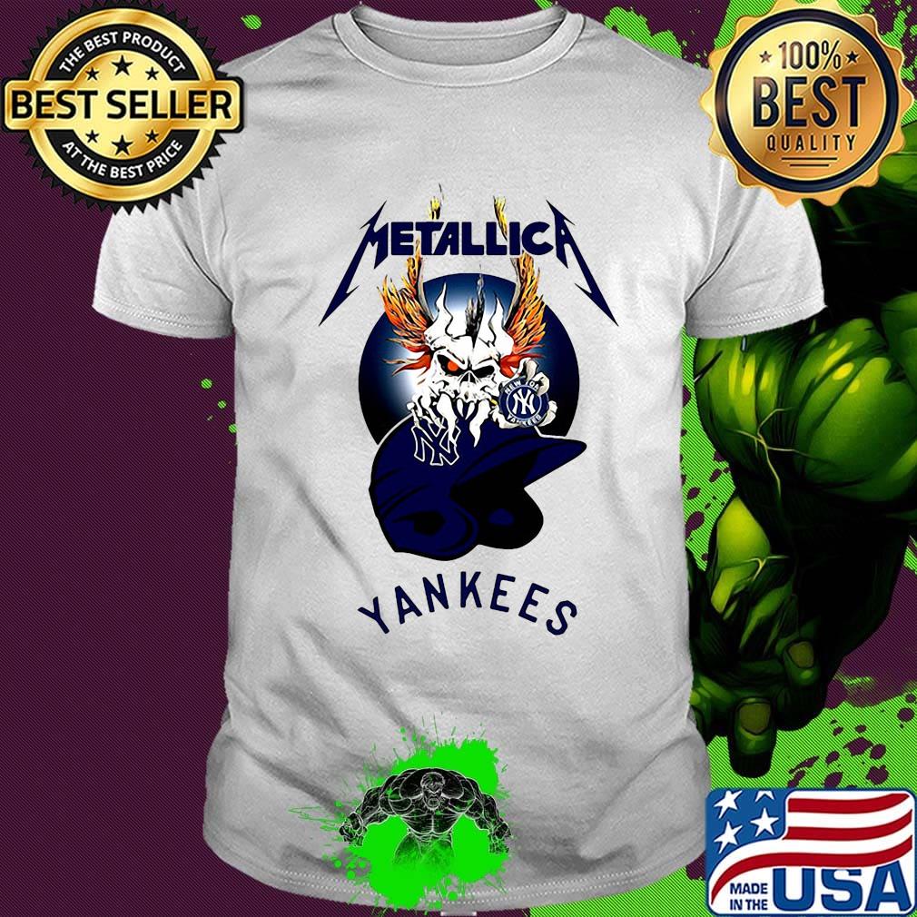 Skull metallica new york yankees baseball shirt