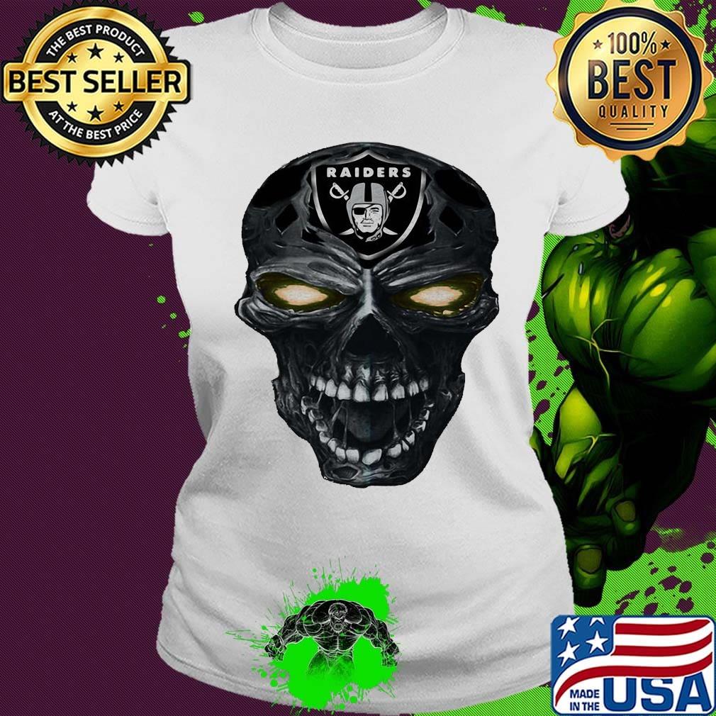 Skull oakland raiders football logo light s Ladies tee Skull oakland raiders football logo light s Ladies tee