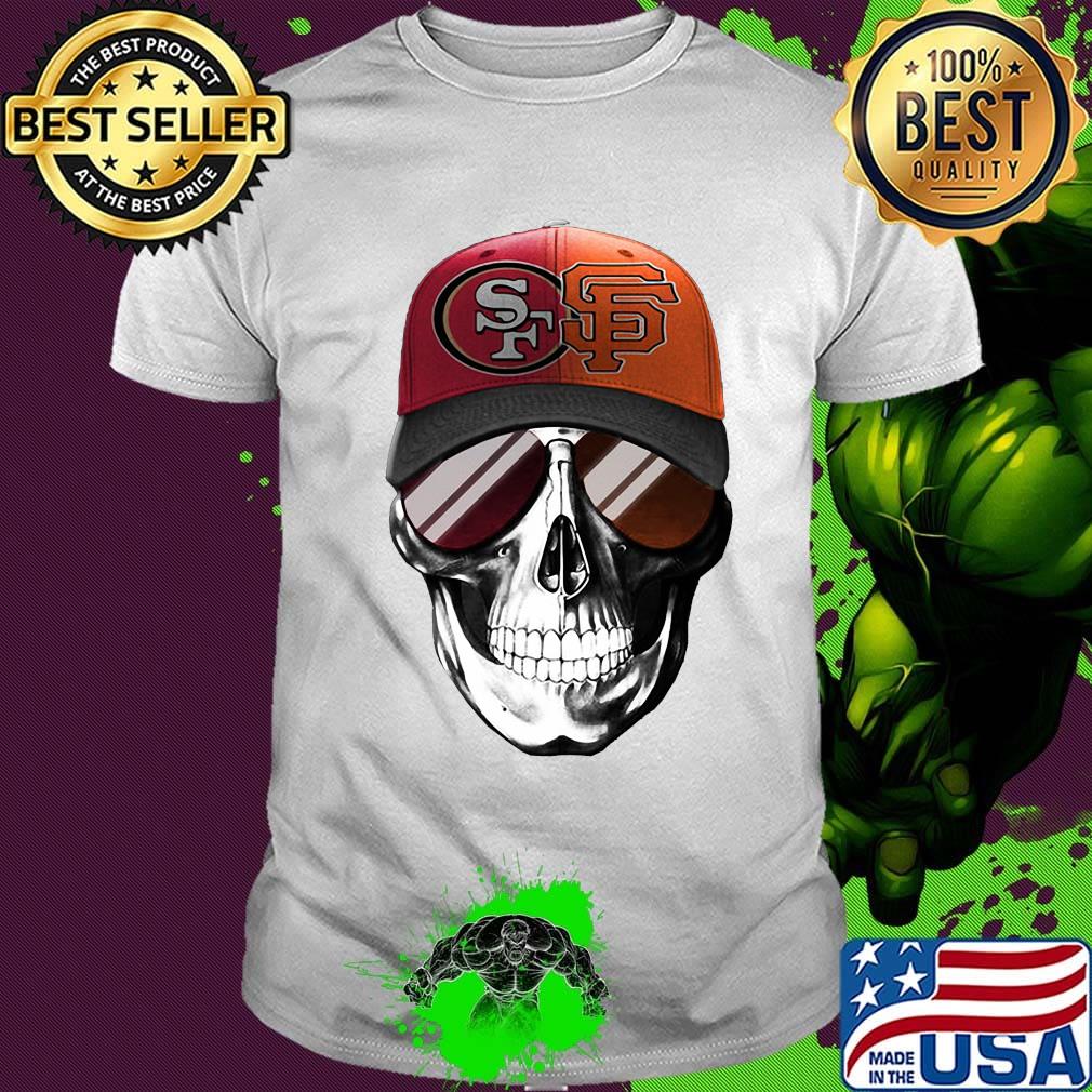 Skull smiling san francisco 49ers and san francisco giants shirt