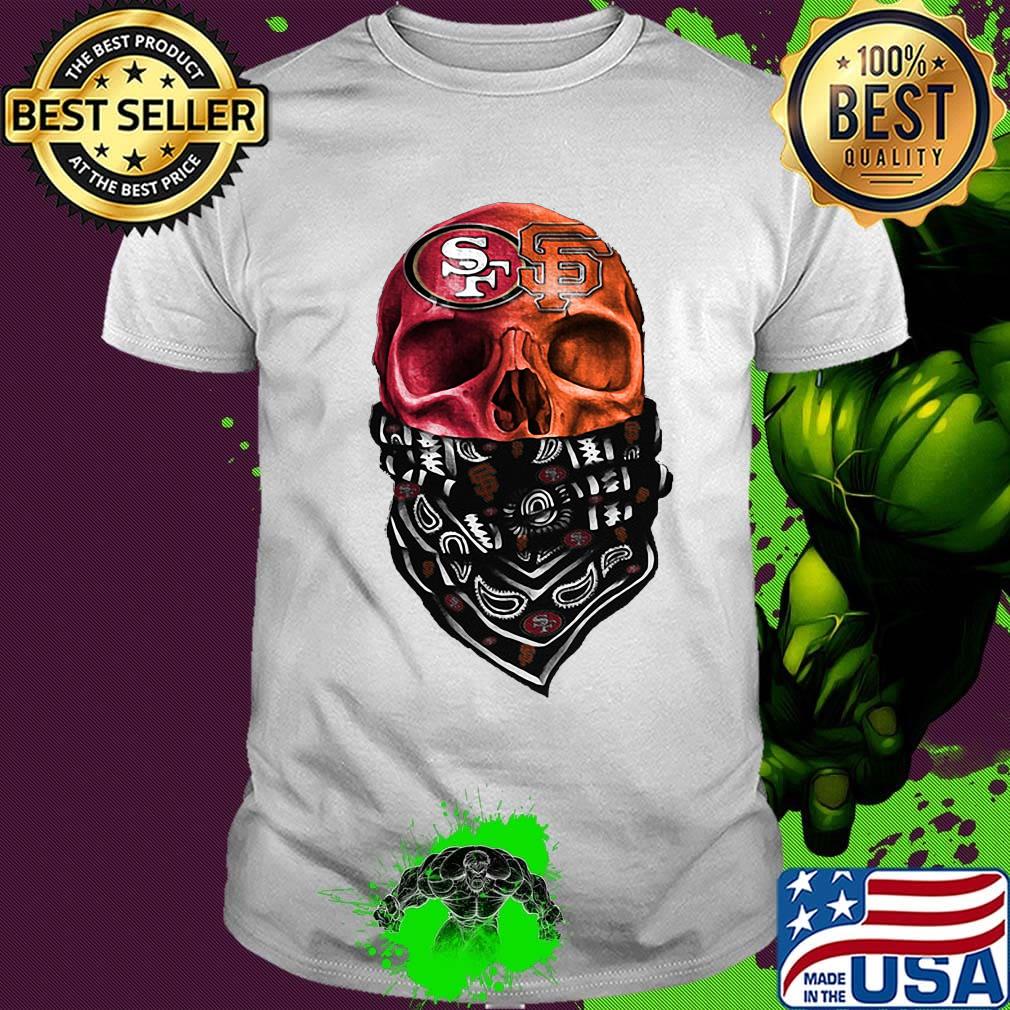 Skull wear mask san francisco 49ers and san francisco giants shirt