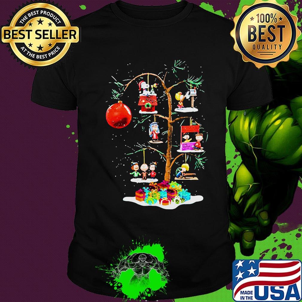 Snoopy and woodstock around christmas tree shirt