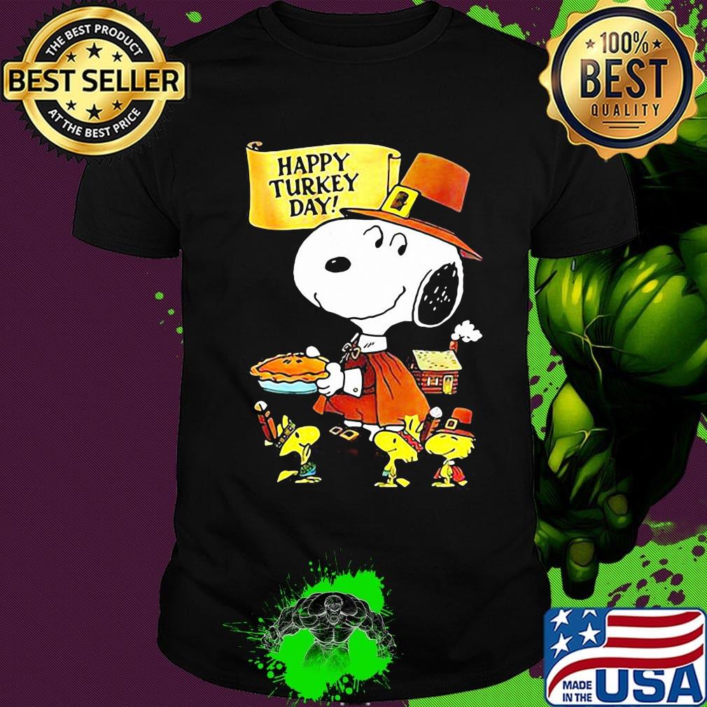 Snoopy and woodstock happy turkey day light shirt