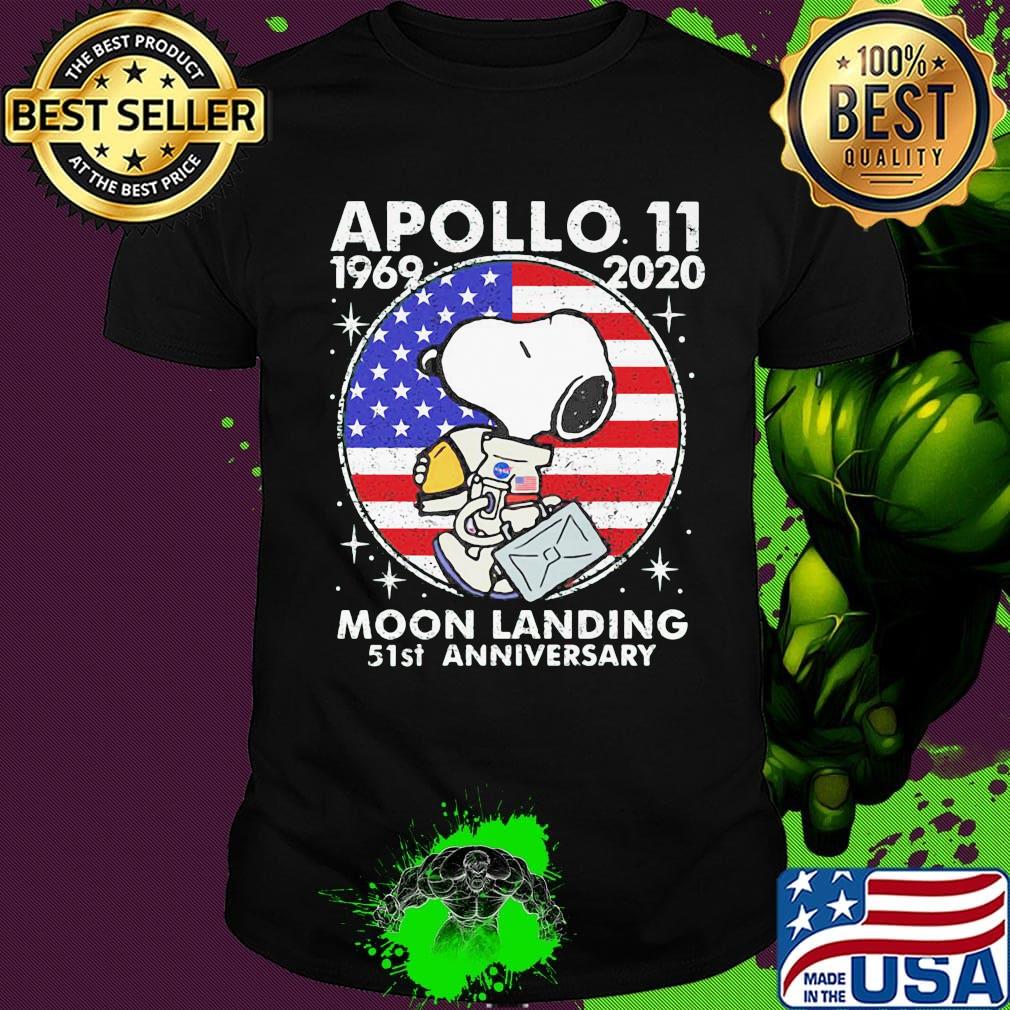 Snoopy apollo 11 1969 2020 moon landing 51st anniversary american flag independence day shirt