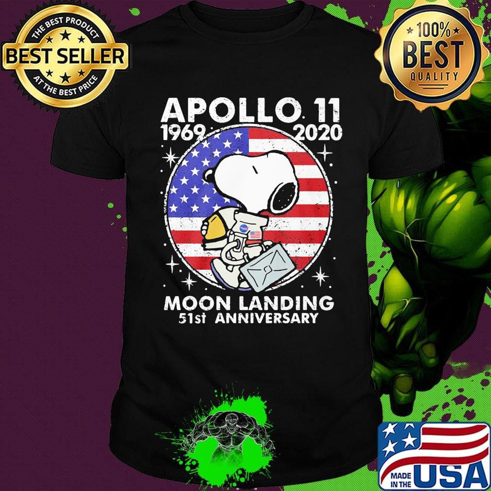 Snoopy apollo 11 1969 2020 moon landing 51st anniversary american flag independence day stars shirt