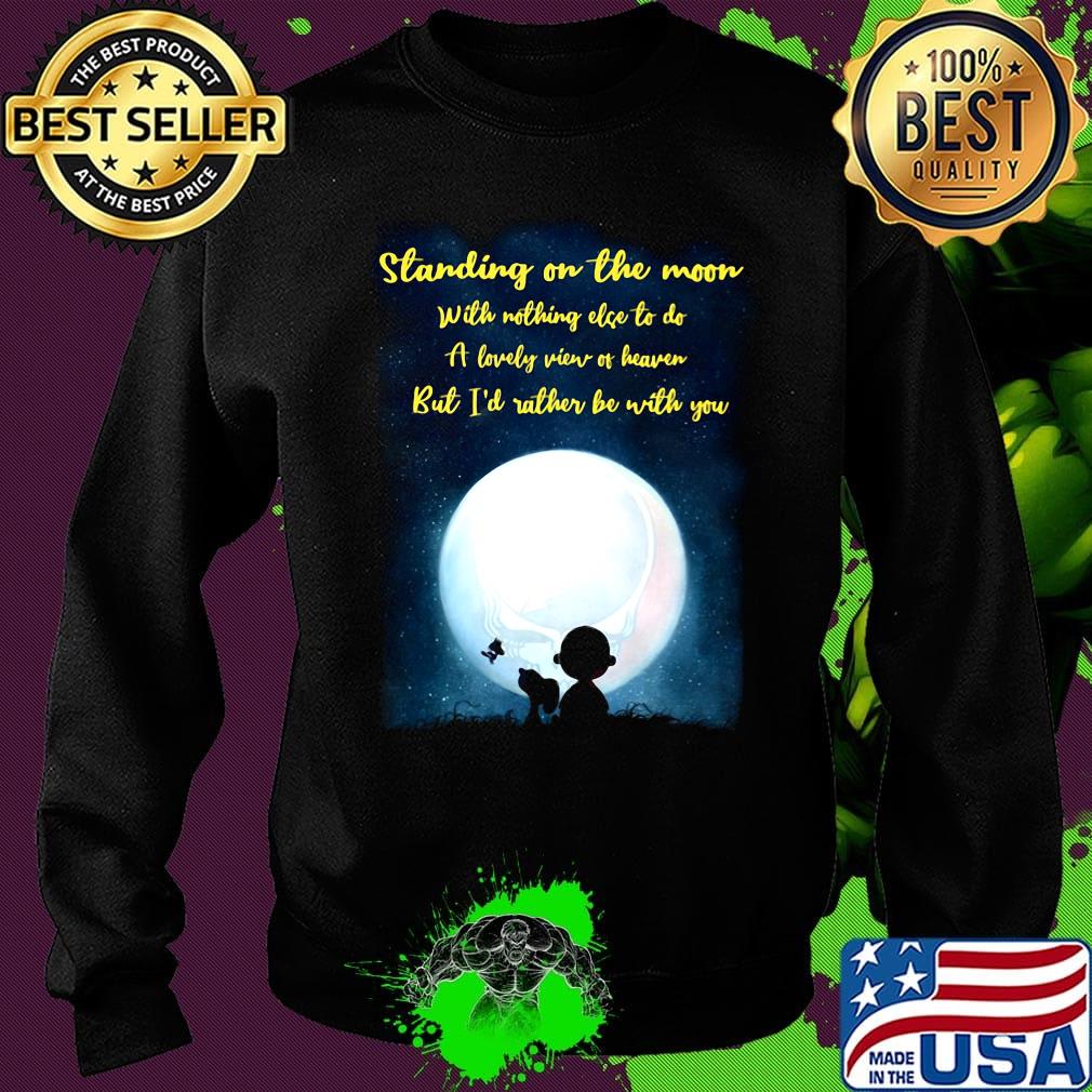 Snoopy charlie brown and woodstock standing on the moon with nothing else to do a lovely view of heaven s Sweater Snoopy charlie brown and woodstock standing on the moon with nothing else to do a lovely view of heaven s Sweater
