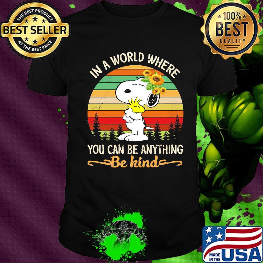 Snoopy in a world where you can be anything sunflower vintage retro shirt