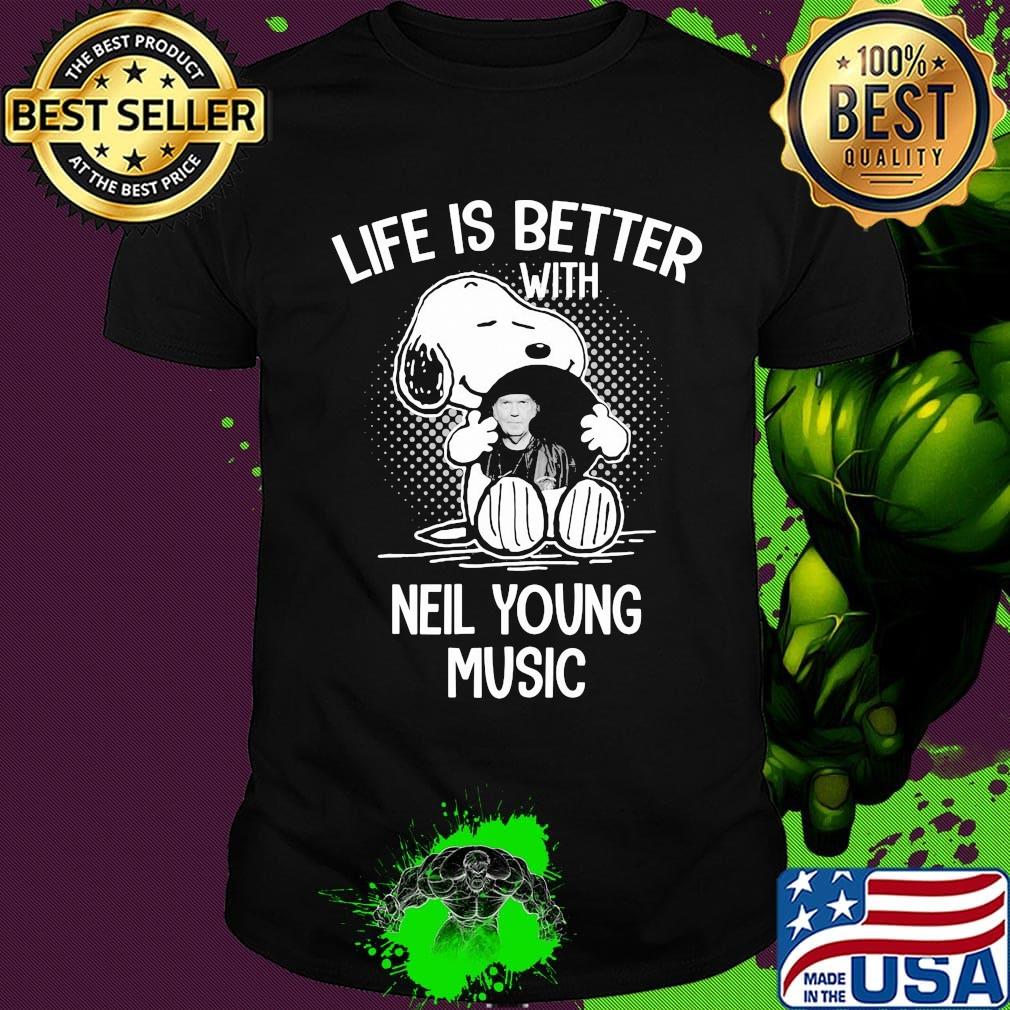 Snoopy life is better with neil young music shirt
