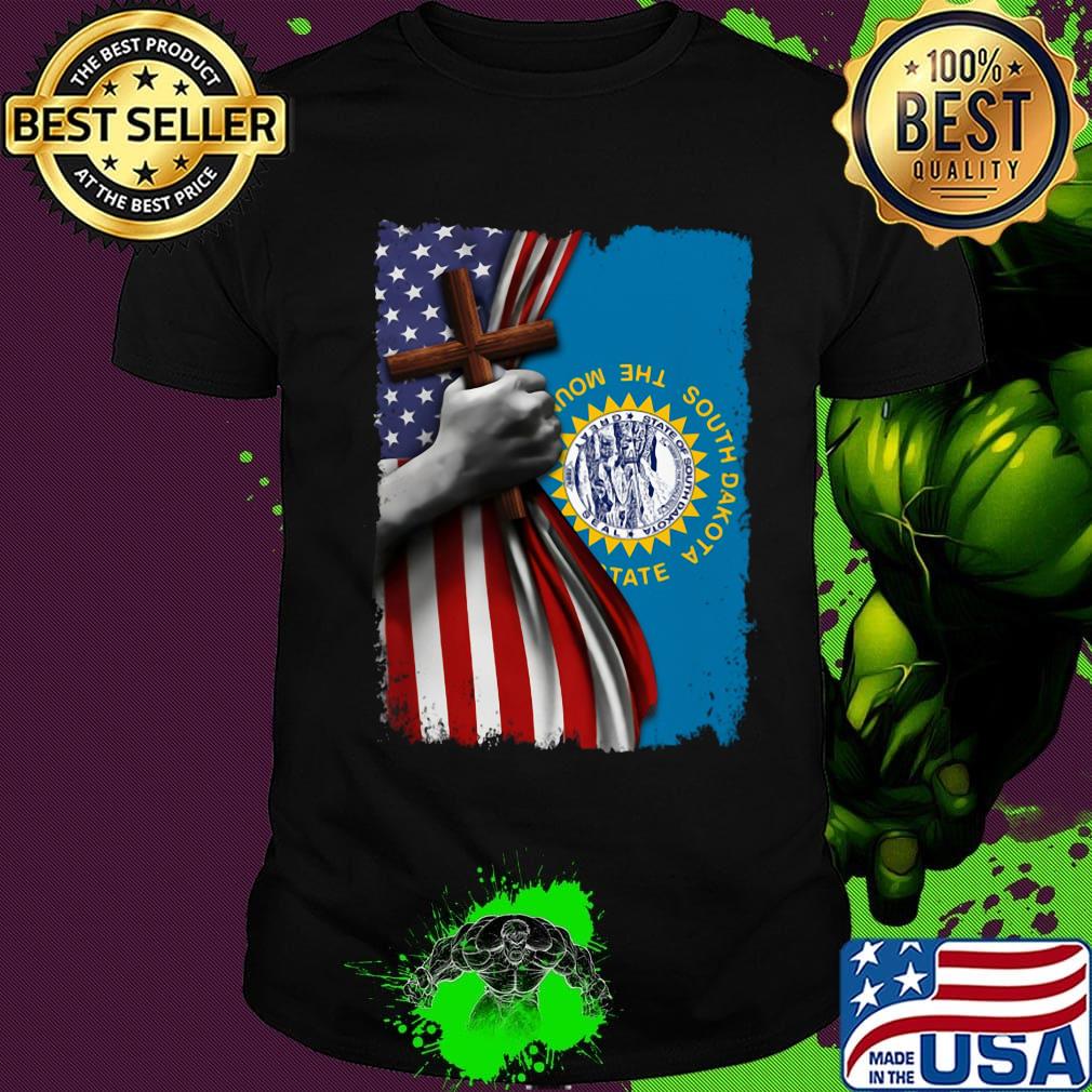 South dakota american flag cross happy independence day shirt