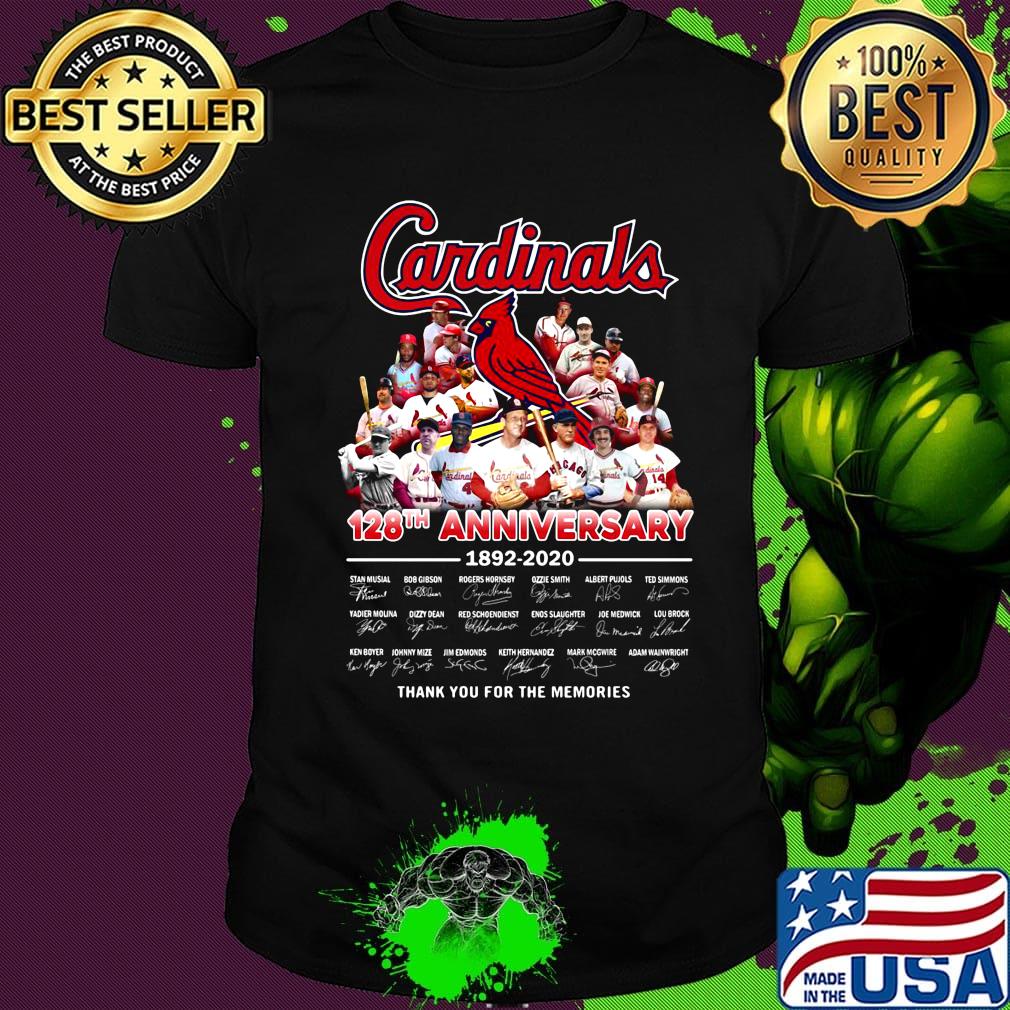 St. Louis cardinals 128th anniversary 1892 2020 thank you for the memories signatures shirt