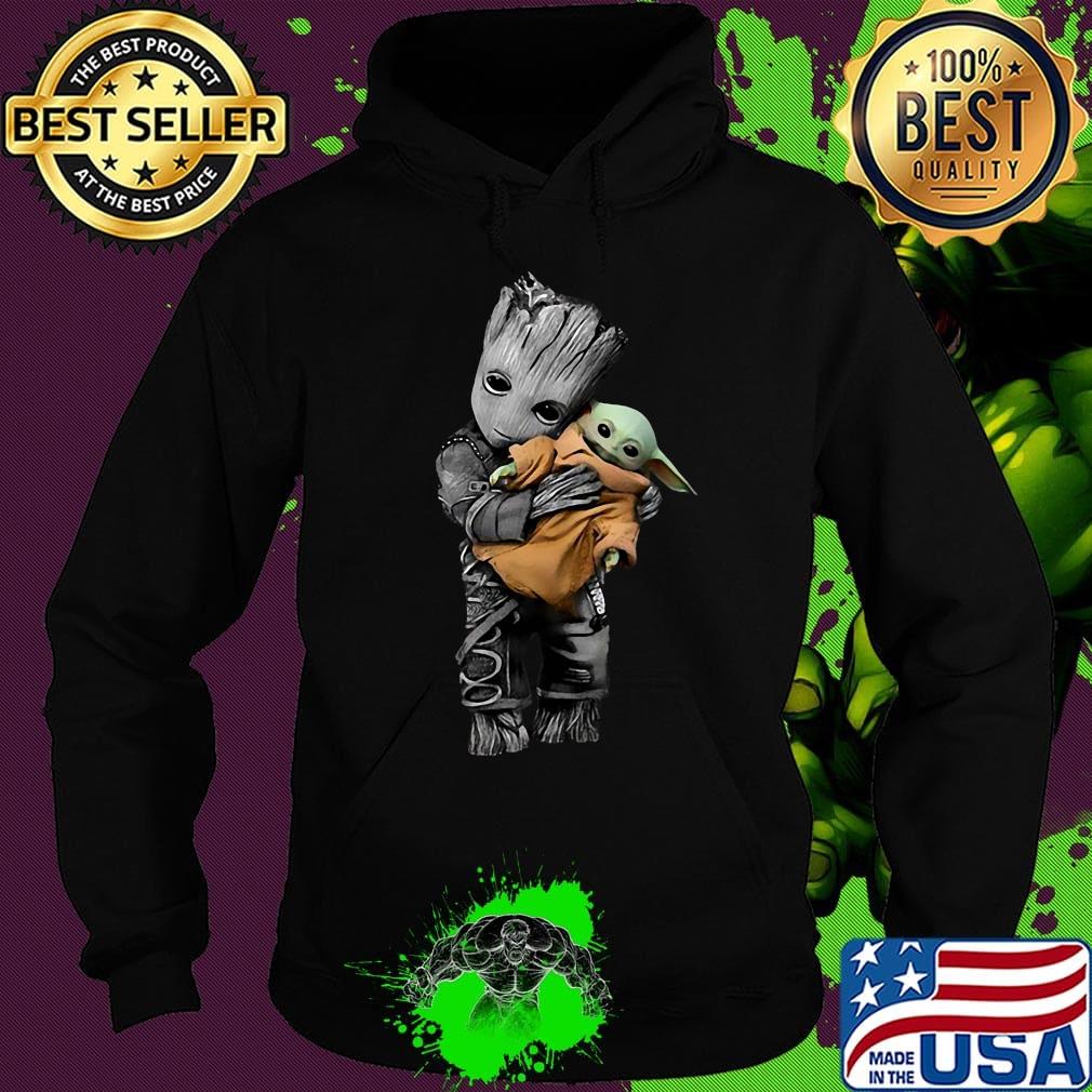 Star wars baby groot hug baby yoda black s Hoodie Star wars baby groot hug baby yoda black s Hoodie