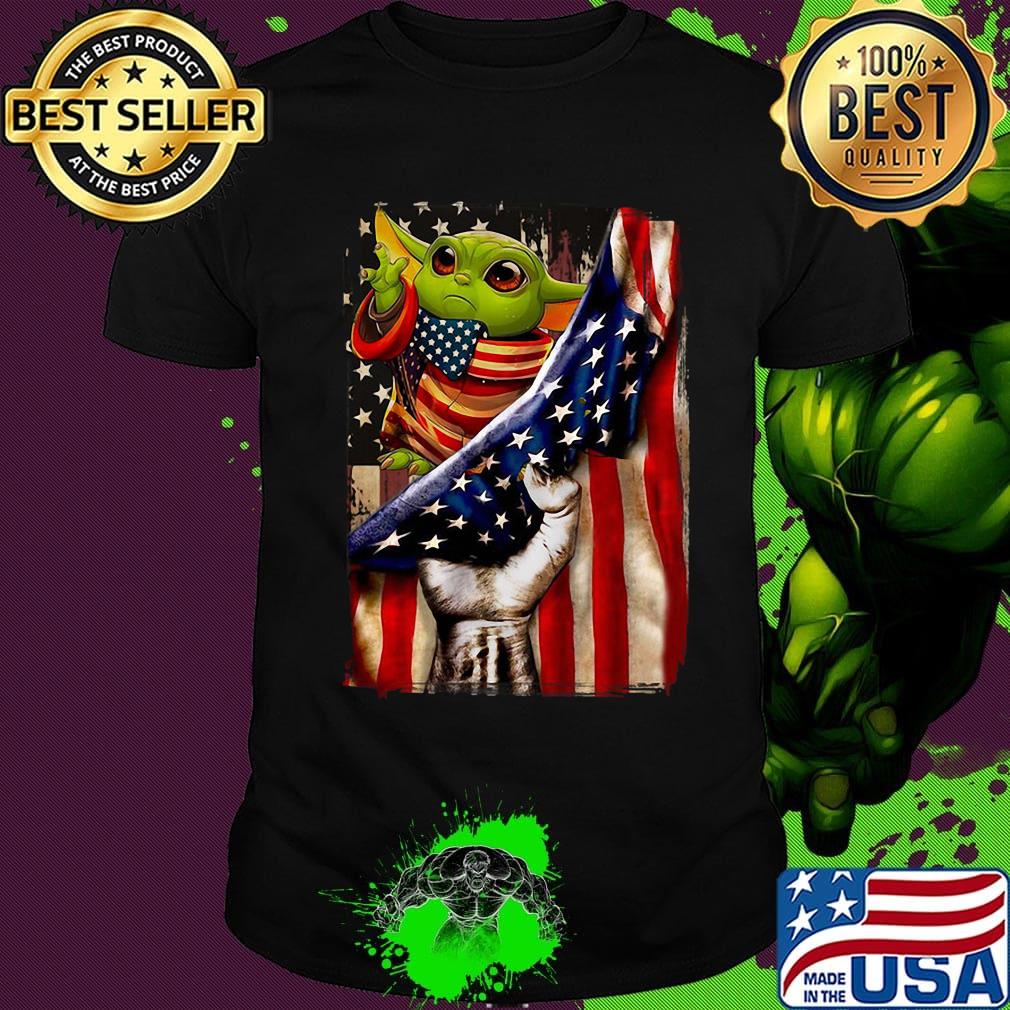 Star wars baby yoda american flag independence day shirt