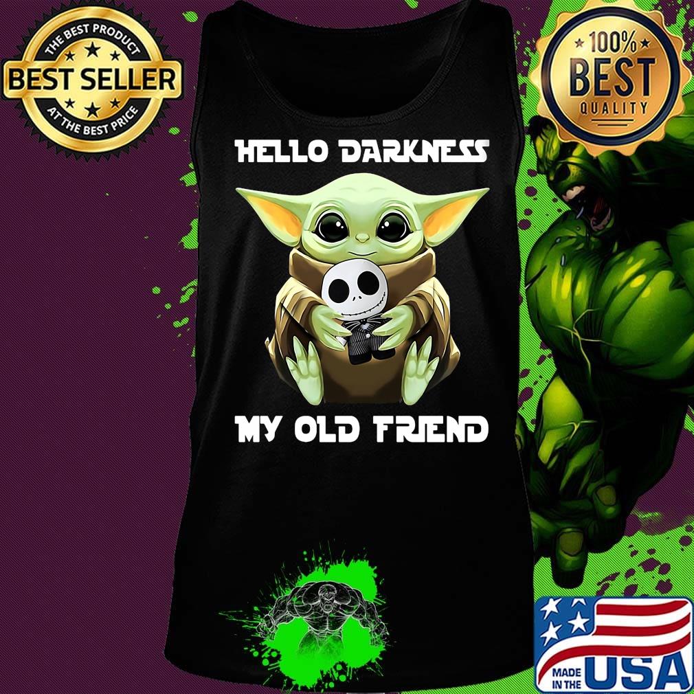 Star wars baby yoda hug jack skellington hello darkness my old friend s Tank top Star wars baby yoda hug jack skellington hello darkness my old friend s Tank top
