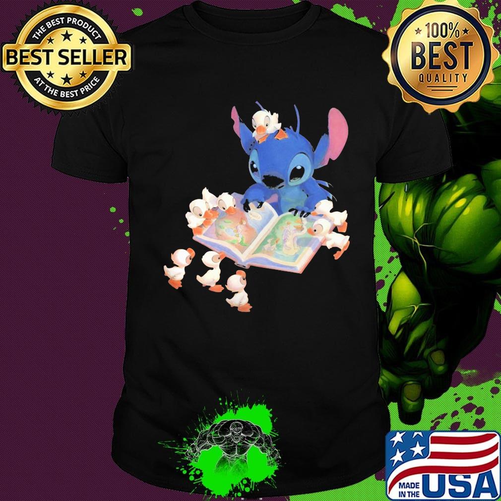 Stitch and ducks reading book shirt