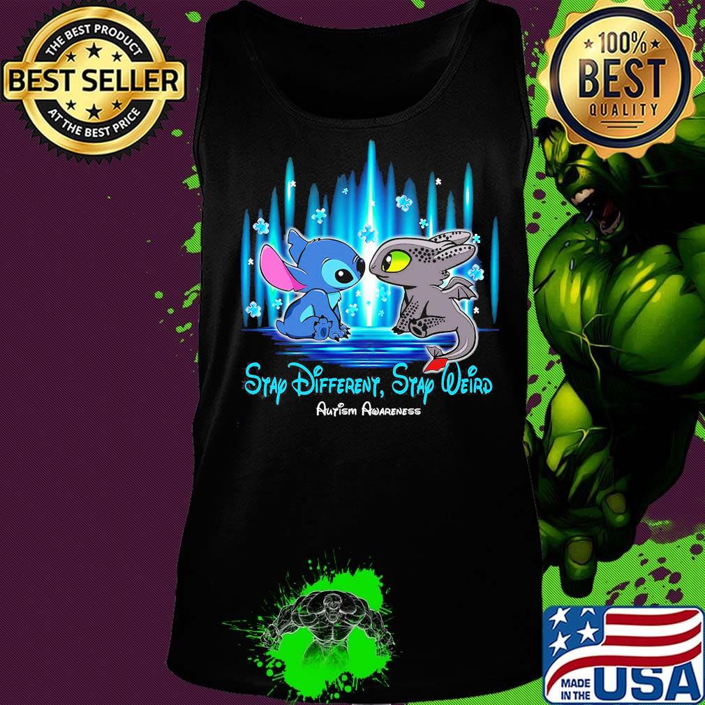 Stitch and toothless stay different stay weird autism awareness s Tank top Stitch and toothless stay different stay weird autism awareness s Tank top
