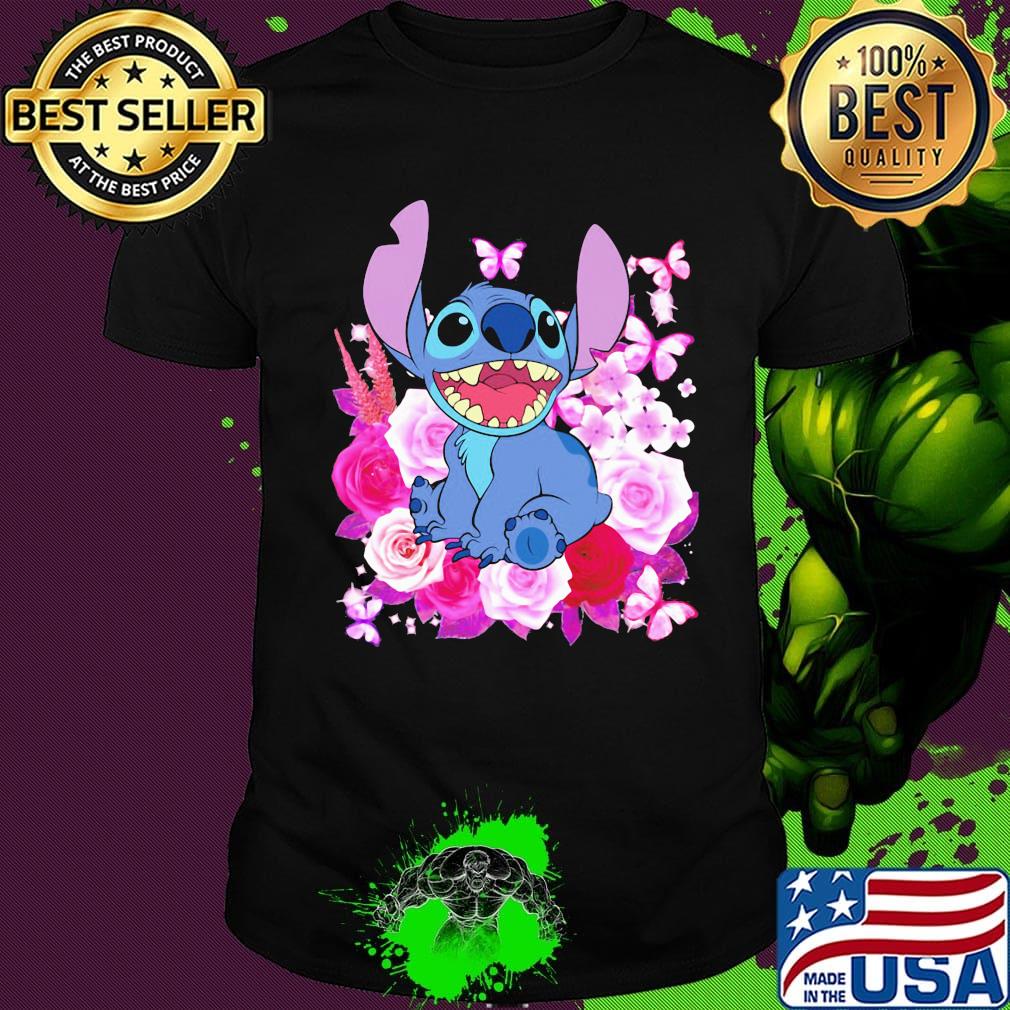 Stitch roses and butterflies shirt