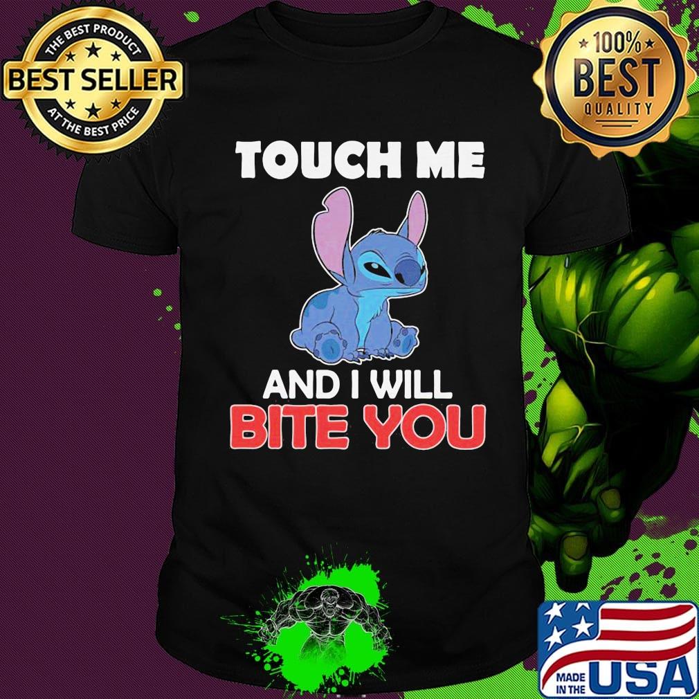 Stitch touch me and i will bite you black shirt Stitch touch me and i will bite you black shirt