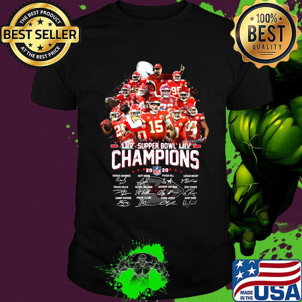 Super bowl liv champions 2020 kansas city chiefs players signatures shirt