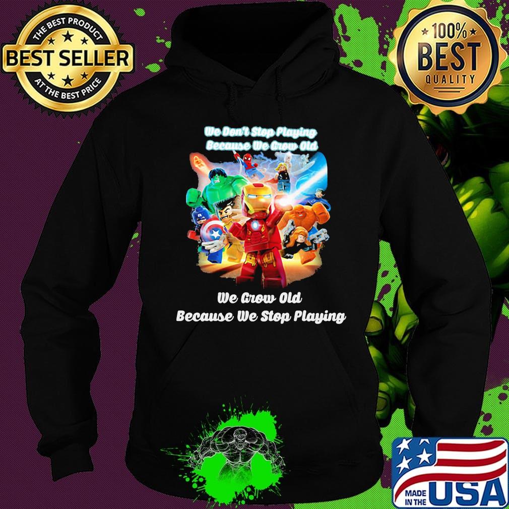 Superhero robots he don't stop playing because he grow old we grow old because we stop playing black s Hoodie Superhero robots he don't stop playing because he grow old we grow old because we stop playing black s Hoodie