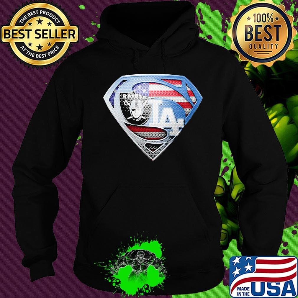 Superman los angeles raiders and los angeles dodgers american flag s Hoodie Superman los angeles raiders and los angeles dodgers american flag s Hoodie