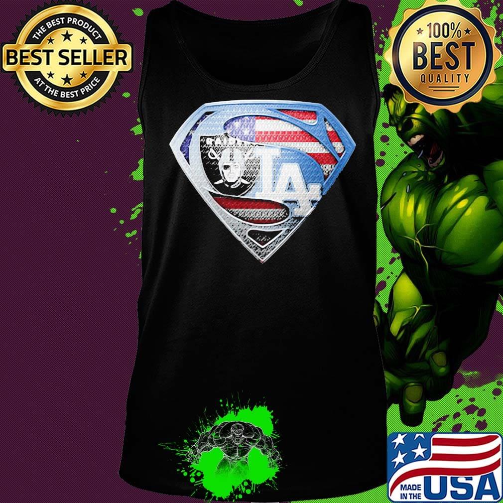 Superman los angeles raiders and los angeles dodgers american flag s Tank top Superman los angeles raiders and los angeles dodgers american flag s Tank top
